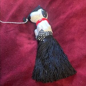 Vintage Dog Tassel Keychain - Black and Red